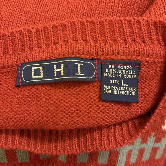 Red and blue goose patterned sweater #knitwear #vintage - Picture 5 of 5